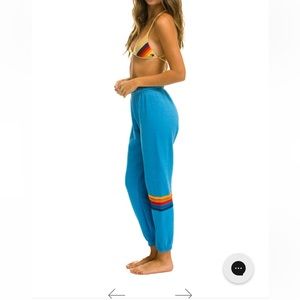 Aviator Nation Rainbow stitch sweatpants in blue
